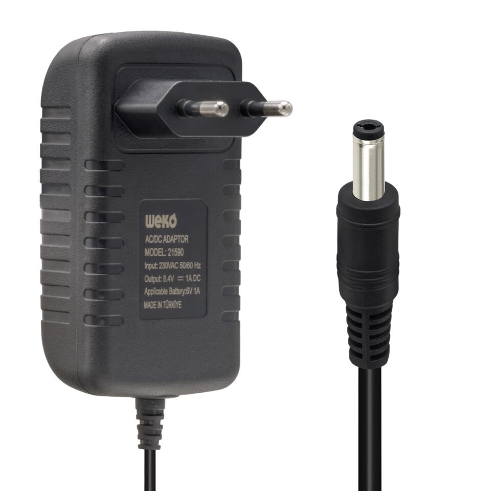 Ayt Weko 8.4 Volt 1 Amper 8.4 Watt 5.5 2.5 Lityum Pil Adaptörü Uçlu Yerli Üretim Şarj Adaptörü