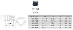 MF-A05 Bakalit Düğme Çap45mm-Yuvası6,3mm Yandan vidalı