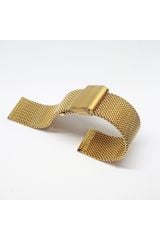 Hasır Kalın Örgü Çelik Kaplama Metal Saat Kordonu Gold 22mm