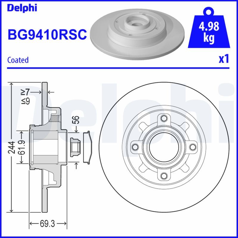 Citroen C3 1.2 2018-2024 Delphi Arka Disk Rulmanlı 2 Adet