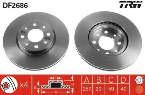 Alfa Romeo 145 1.7 1994-1997 TRW Ön Disk NETPARDF2686 2 Adet