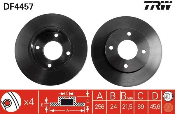 Mitsubishi Colt 1.5DI-D 2004-2008 TRW Ön Disk 256mm 2 Adet