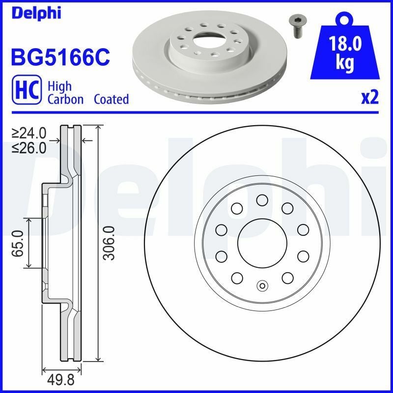 Cupra Formentor 1.5TSI 2020-2025 Delphi Ön Disk 306mm 2 Adet