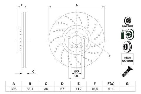 BMW 5 G30 520d 2.0 2017-2023 Bosch Ön Disk 2 Adet