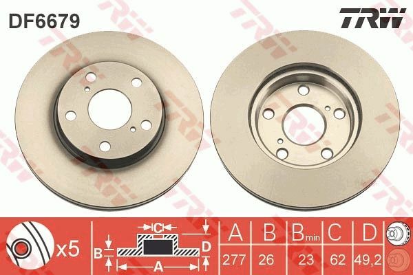 Toyota Auris 1.3 2012-2019 TRW Ön Disk 277mm NETPAR 2 Adet
