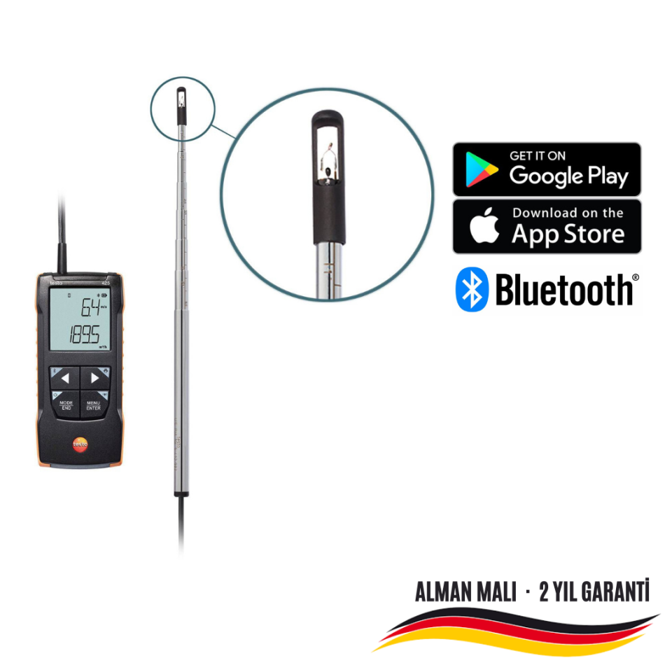 Testo 425 App Bağlantılı Sıcak Telli Anemometre