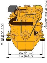 Vetus Diesel M4.45 deniz motoru, 42 HP (30.9 kW).