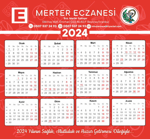 15x14 cm Eczanenize Özel 2024 Takvimli Magnet No:3