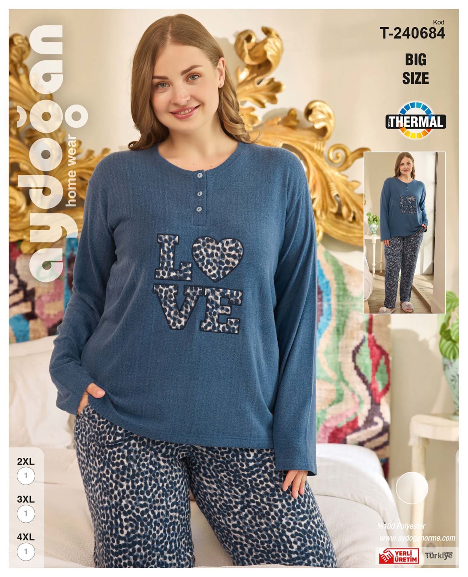 Aydoğan 240684 Bayan Battal Pijama Takım