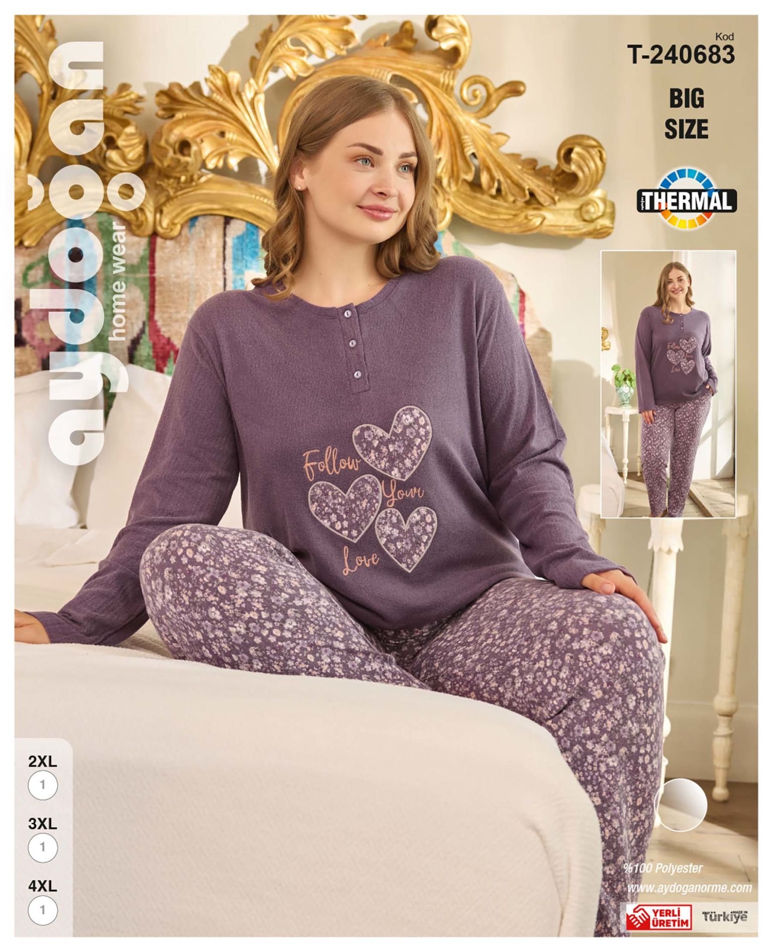 Aydoğan 240683 Bayan Battal Pijama Takım