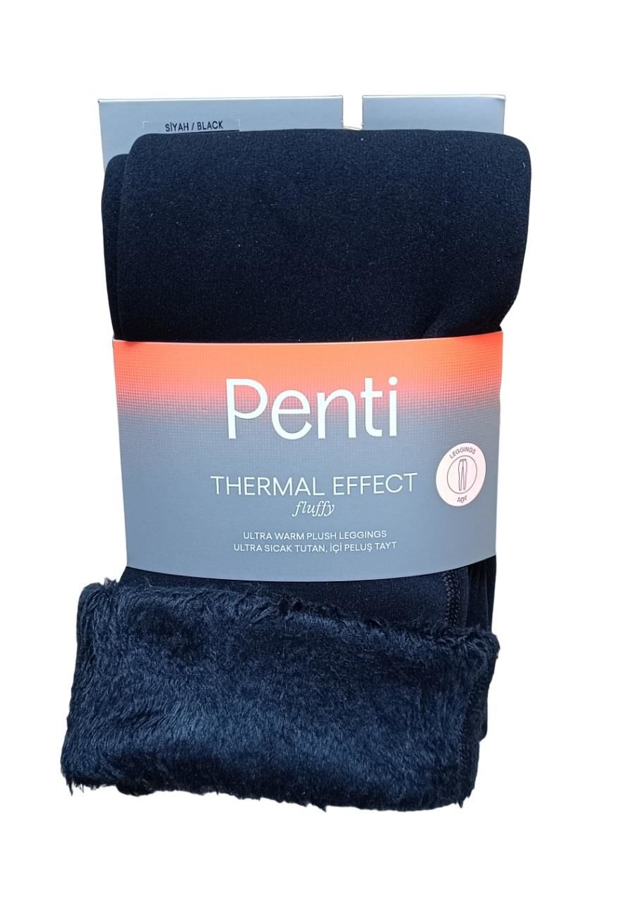 Penti Fluffy Peluş Thermal Tayt -SİYAH - -3/4