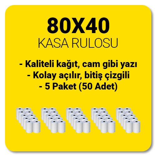 80x40 Yazar Kasa Termal Rulo  5 Paket