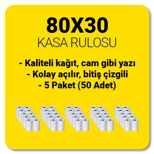 80x30 Yazar Kasa Termal Rulo  5 Paket