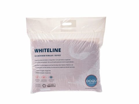 White Line Microfiber Yorgan Çift King Size - Beyaz