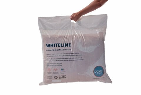 White Line Microfiber Yorgan Çift King Size - Beyaz
