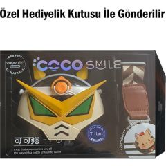 Coco Smile Cocosmile Özel Kutulu 630 ml Pipetli Robot Temalı Tritan Su Matarası -Boyun Askılı Beyaz