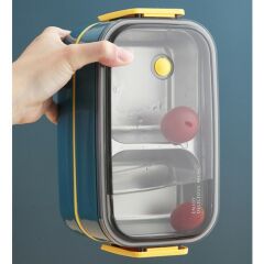 Vagonlife Bento 1400ML Lunchbox Yeni Koleksiyon Iki Katlı 2 Bölmeli Çelik Sefer Tası Yemek Kutusu