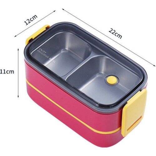 Vagonlife Bento 1400ML Lunchbox Yeni Koleksiyon Iki Katlı 2 Bölmeli Çelik Sefer Tası Yemek Kutusu