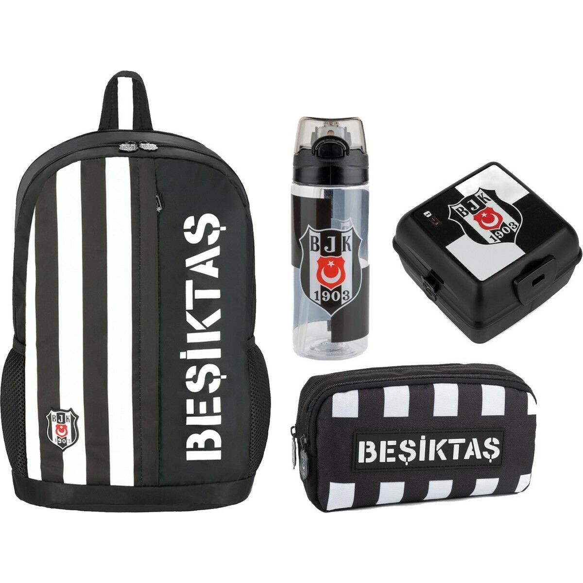 Taraftar Beşiktaş Çanta+ Kalemlik+ Suluk+ Beslenme Kabı Set3