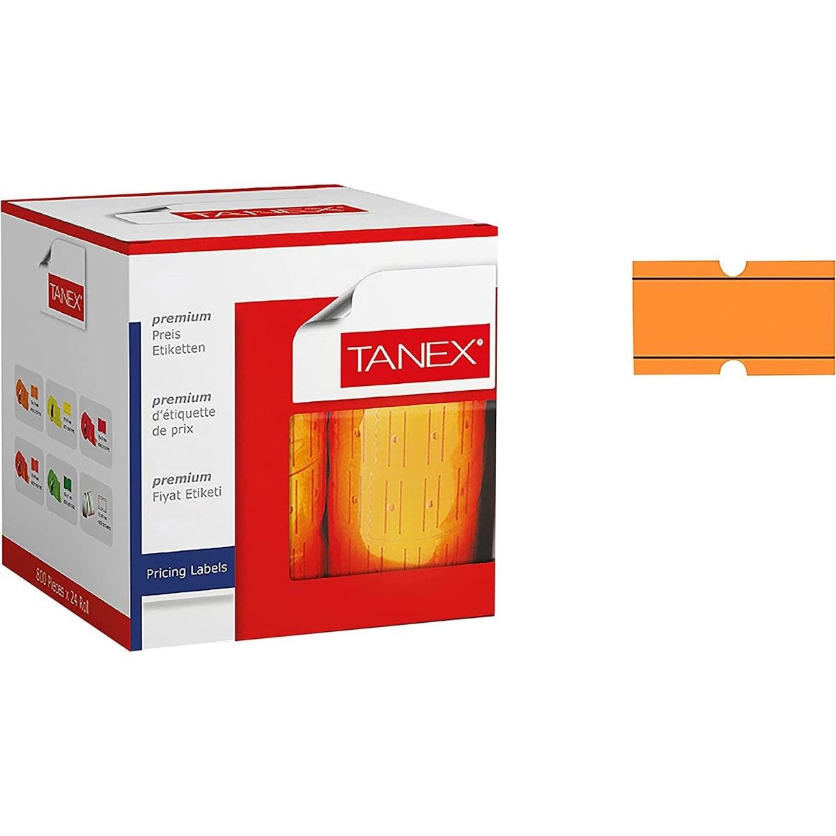12X21 mm Tanex Çizgili Flo Turuncu Etiketi