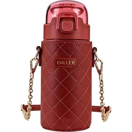 Diller Çelik Pipetli Termos Matara 450ml Kırmızı