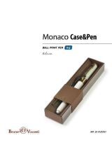 Ballpoınt Pen In Case''monaco'', 0,5 Mm, Blueınk (whıte Body, Brown Case)