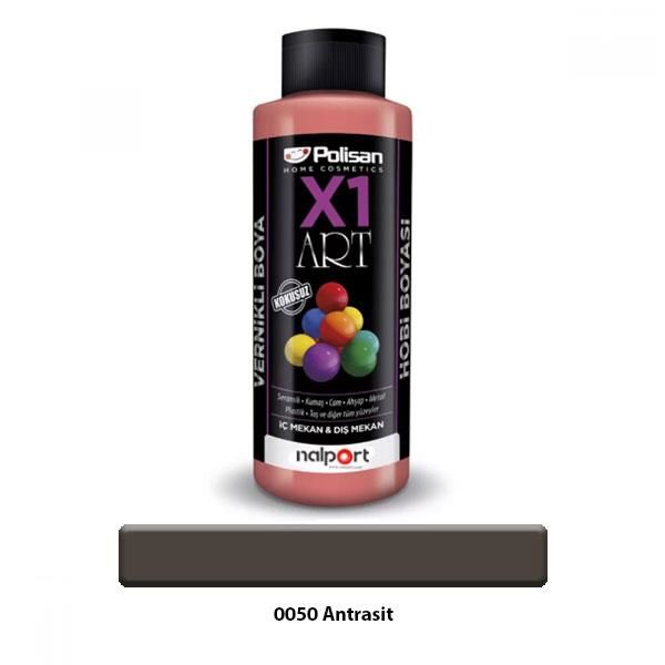 Polisan X1 Art Vernikli Hobi Boyası Antrasit 120 ml.