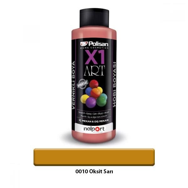 Polisan X1 Art Vernikli Hobi Boyası Oksit Sarı 120 ml.