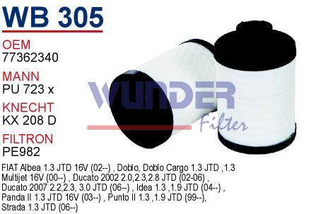 WUNDER WB305 MAZOT FİLTRESİ - OPEL CORSA C - COMBO C 1.3 CDTI-CAP
