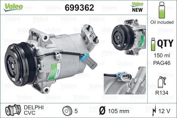 Opel Zafira 2005-2019 Arası 1.6 Valeo Marka Klima Kompresörü
