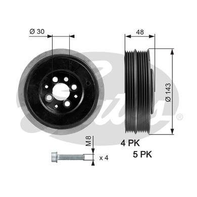Audi A4 1994-2002 Arası 1.9 TDI, 1.9 TDI quattro Gates Marka Krank Kasnağı