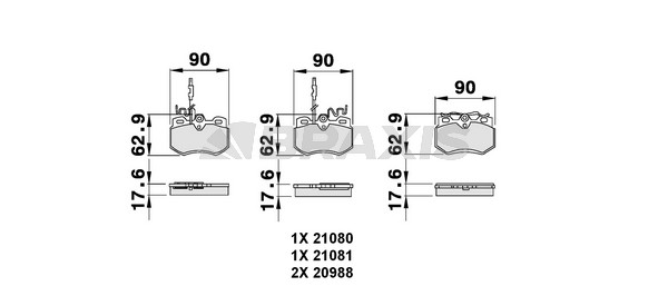 Peugeot 205 1986-2000 Arası 1.4 CJ, 1.4 CT, 1.1 CJ, 1.1, 1.9 Diesel, 1.4, 1.7 Diesel, 1.0 Braxis Marka Ön Fişli Balata