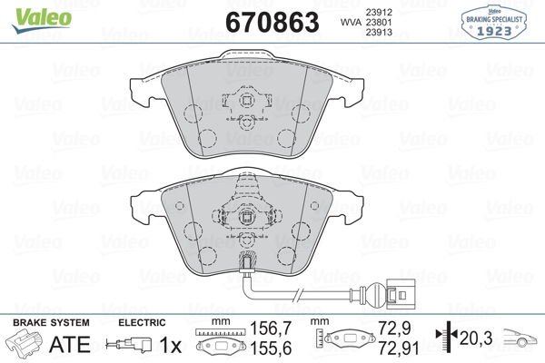 Audi A3 2003-2015 Arası 2.0 FSI, 1.6 E-Power Valeo Marka Ön Fişli Balata