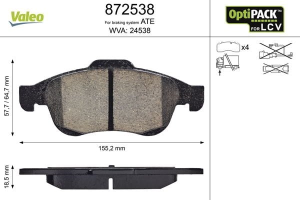 Citroen Berlingo 2008-2012 Arası 1.6 HDi 90, 1.6 Valeo Marka Ön Balata