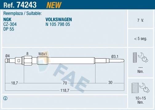 Audi A6 2004-2011 Arası 2.0 TDI FAE Marka Kızdırma Bujisi