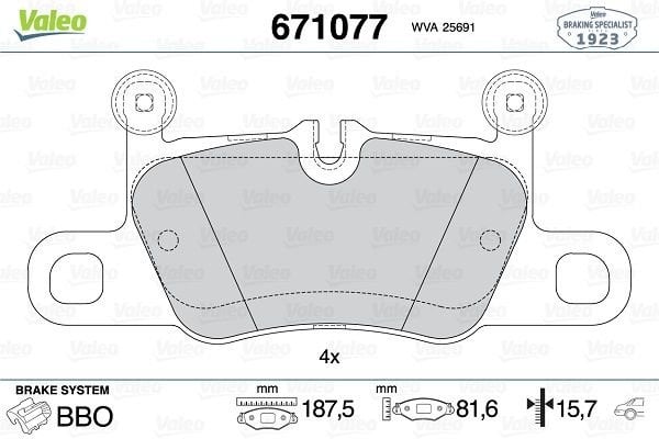 Porsche 911 2011-2016 Arası 3.8 Carrera S Valeo Marka Arka Balata