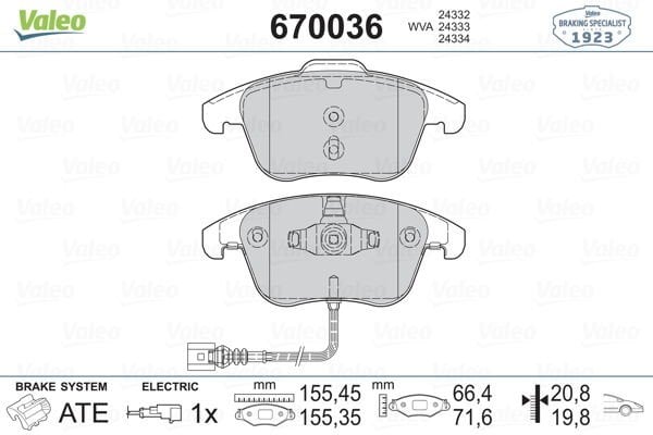 Volkswagen Sharan 2010-2014 Arası 2.0 TFSI Valeo Marka Ön Balata