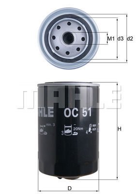 Audi 80 1978-1995 Arası 1.6 TD, 1.6 D, 1.9 D, 1.9 TD Mahle Marka Yağ Filtresi