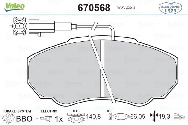 Peugeot Boxer 1994-2002 Arası 2.0 i, 1.9 TD, 2.5 D, 2.5 TD Valeo Marka Ön Fişli Balata