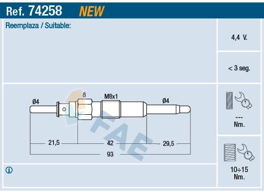 Chevrolet Nubira 2005-2011 Arası 2.0 D FAE Marka Kızdırma Bujisi