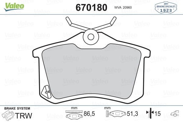 Volkswagen Golf 1983-1992 Arası 1.8 Valeo Marka Arka Balata