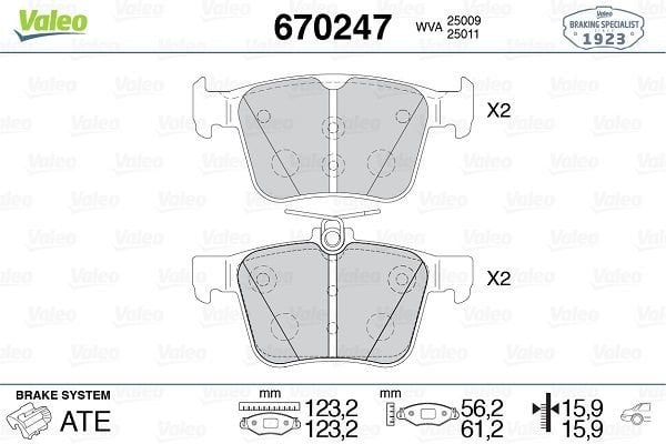 Volkswagen Golf 2008-2017 Arası 2.0 R 4motion Valeo Marka Arka Balata
