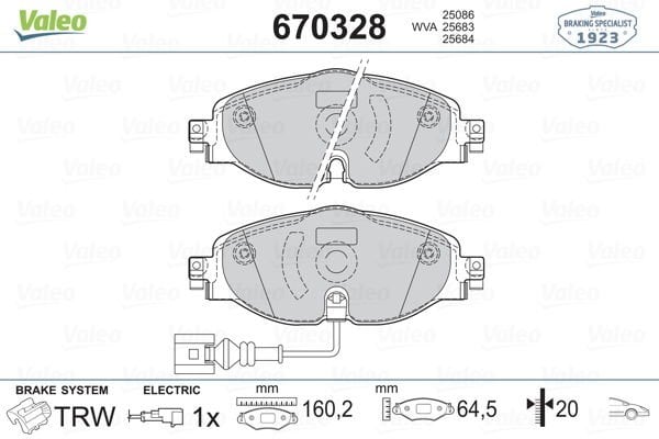 Volkswagen Golf 2013-2017 Arası 2.0 TDI 4motion Valeo Marka Ön Balata