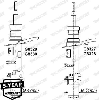 Citroen C-Elysee 2012-2016 Arası 1.6 BlueHDi 100 Ön Sol Monroe Marka Amortisör