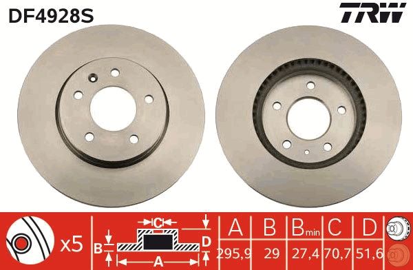 Chevrolet Captiva 2006-2010 Arası 2.2 D TRW Marka Ön Havalı Fren Diski