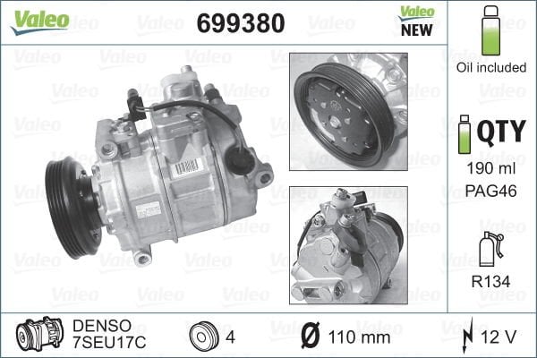 Audi A4 2000-2005 Arası 1.9 TDI quattro Valeo Marka Klima Kompresörü