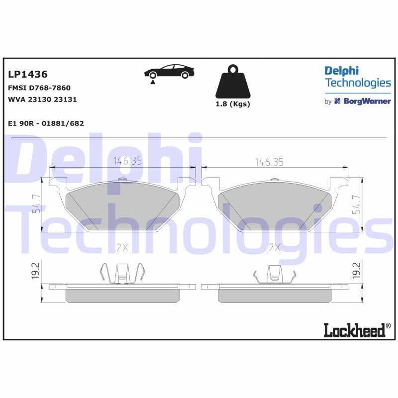 Volkswagen Caddy 2004-2015 Arası 1.9 TDI 4motion Delphi Marka Ön Balata