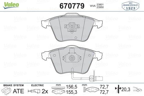 Audi A6 2004-2011 Arası 3.2 FSI Valeo Marka Ön Balata Fişli