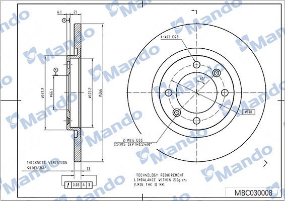 Citroen Berlingo 1996-2011 Arası 1.1 i, 1.4 i, 1.8 D, 1.9 D Mando Marka Ön Fren Diski