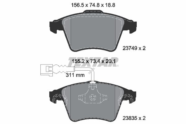 Volkswagen Touareg 2002-2013 Arası 2.5 R5 TDI Textar Marka Ön Balata